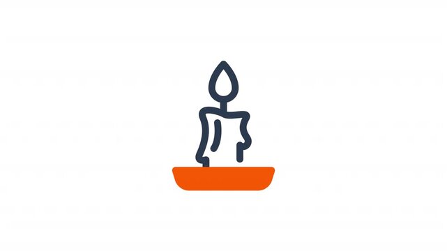 Burning candle line icon animation flickering flame graphic element