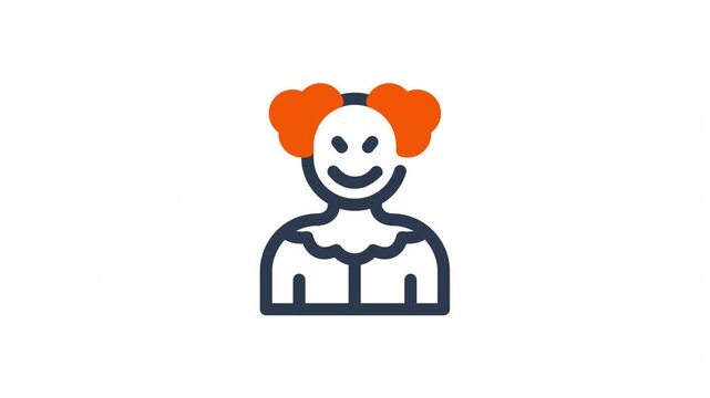 performing clown icon animation hair smiling face line art graphic