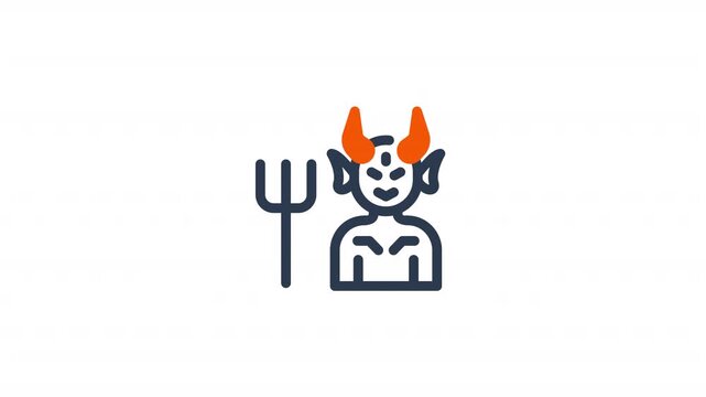 devil icon with pitchfork animated line animation graphic element