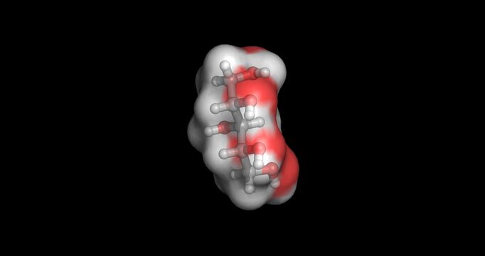 Xylitol, naturally occurring five-carbon sugar alcohol used as a low-calorie sweetener, 3D molecule 4K spinning