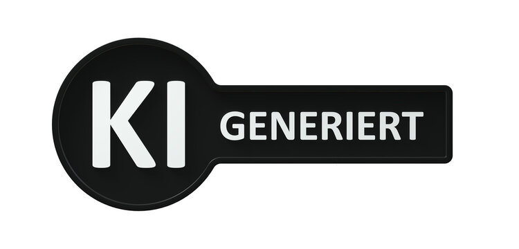 KI-generierter Inhalt Badge-Icon mit Neuronalem Netzwerk-Knoten auf transparentem Hintergrund