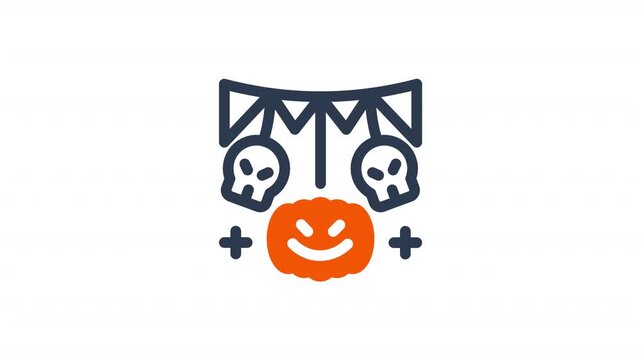 Animating halloween bunting skulls pumpkin face creepy holiday