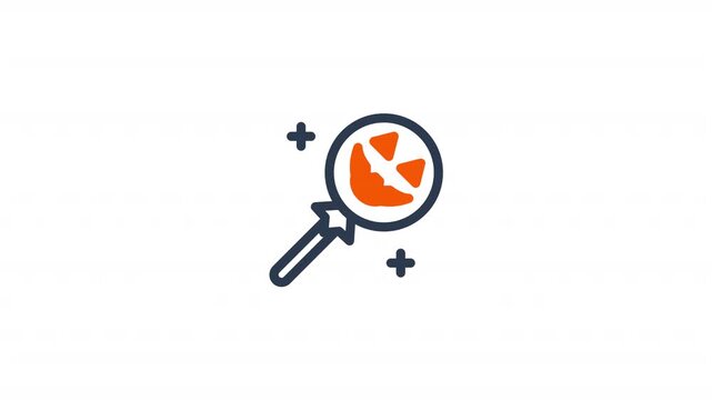 Animating creepy halloween line icon with glowing pumpkin face spooky