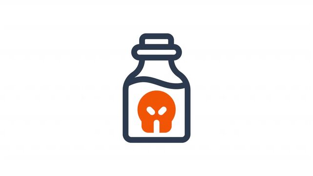 Animating skull poison bottle icon creepy halloween line graphic