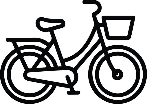 Bicycle Rental City Bike Transport Icon Minimal Black Outline Vector Symbol