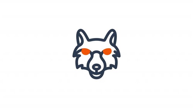 pulsing wolf head icon with glowing eyes creepy halloween line