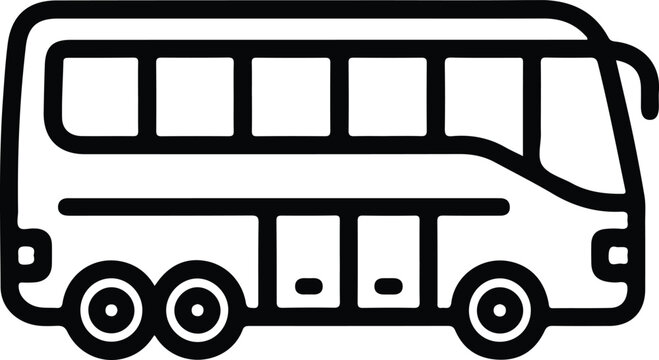 Tour Bus Travel Coach Transport Icon Minimal Black Outline Vector Symbol
