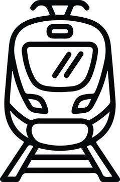 Train Locomotive High Speed Railway Icon Minimal Black Outline Vector Symbol