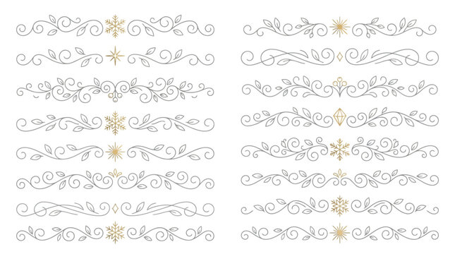 Elegant gold and white decorative border designs with seasonal motifs