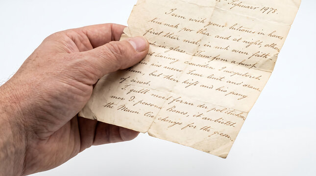 Hand holding old handwritten letter from January 1978