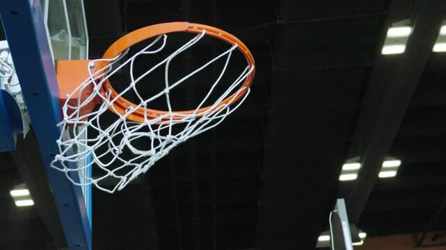 Basketball player scoring a perfect goal swish shot