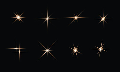 Fototapeta premium Golden sparkle light effect. Ethereal White Glow - Sparkling Fantasy Light with Luminous Twinkling Stars and Glitter Effects, 