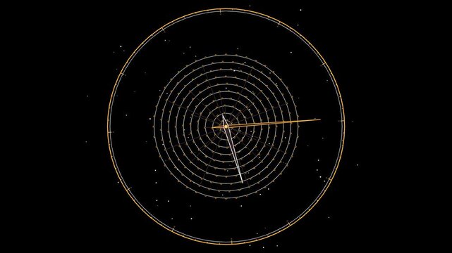 Abstract Concentric Time Clock Mechanism Background with Pointer on Dark Background