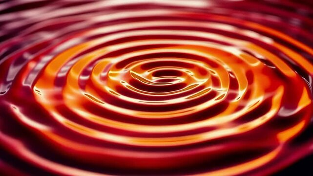 Abstract background with concentric circular ripples in shades of deep red and bright orange