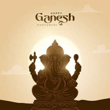 Happy Ganesh Chaturthi social media banner design with Lord Ganesh Vector. Lord Ganpati on Ganesh Chaturthi background. abstract vector illustration design background. 