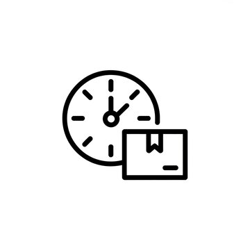 Clock and delivery box icon for fast shipping