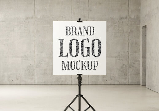 Brand Logo Mockup on Tripod Stand