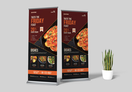 Friday Food Festival Restaurant Roll Up Banner Template