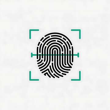 Fingerprint scanning icon for biometric security identification