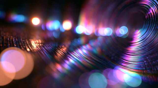 Abstract Futuristic Neon Light Flares and Bokeh Background
