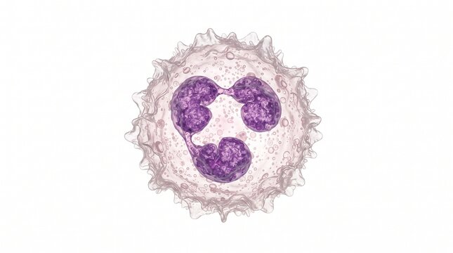 Detailed 3D Medical Illustration of a Human Neutrophil White Blood Cell Isolated on a White Background