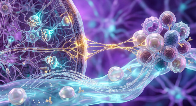 Plasma protein network linking brain tissue and immune cells with biomarker bridges and synaptic nodes