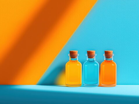 colorful cocktail bottles on vibrant background