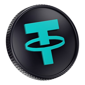 Tether USDT Cryptocurrency Coin 3D Render Illustration
