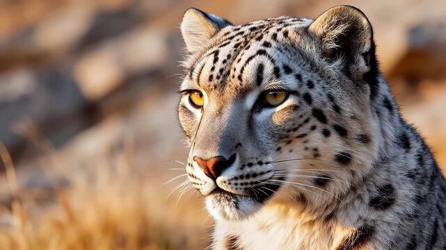 Closeup of a snow leopard