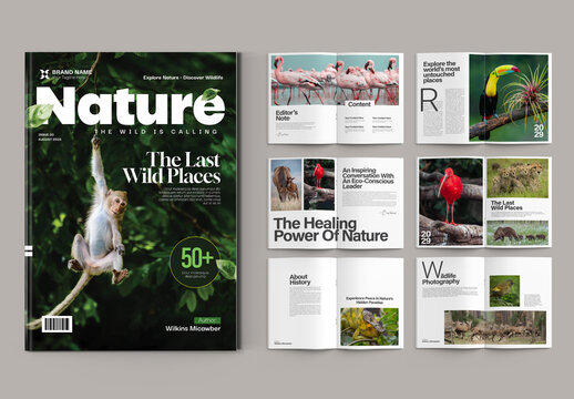 Clean Natural Green Magazine Template