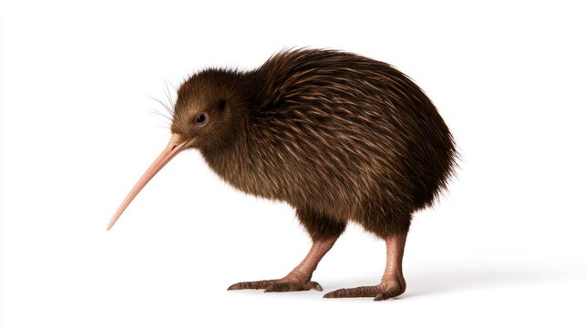Brown Kiwi Bird Isolated on White Background