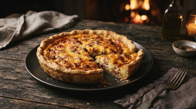 French quiche lorraine bacon cookbook food photography image