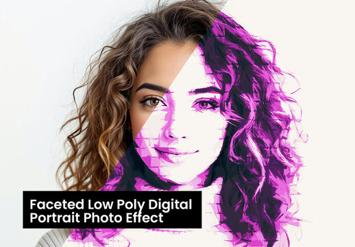 Faceted Low Poly Digital Portrait Photo Effect