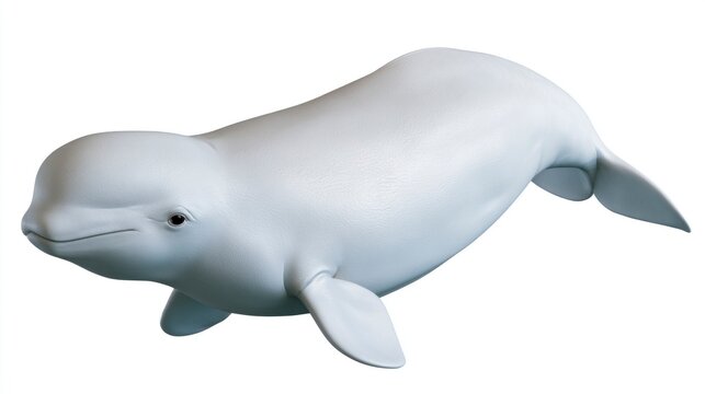 Beluga whale swimming, isolated on white background