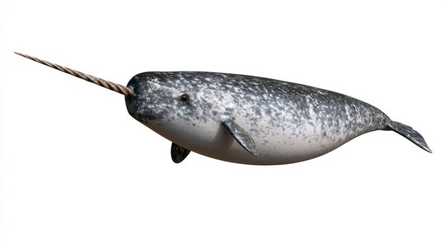 Narwhal whale isolated on a white background, unicorn of the sea