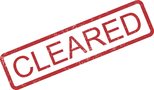 Red grunge rubber stamp showing the word cleared for business documentation and administrative office work