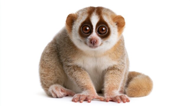 Cute Slow Loris Primate Isolated on White Background