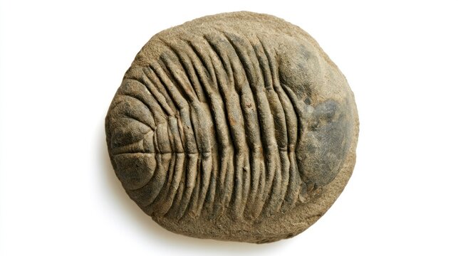 Ancient Trilobite Fossil Isolated on a White Background