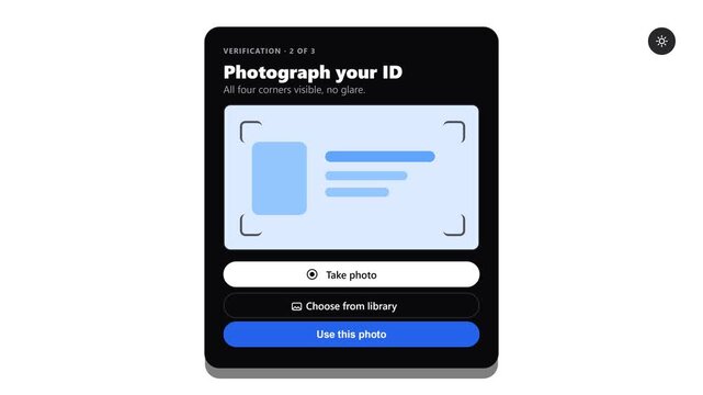 A smartphone screen displays an interface for capturing images of official personal identification documents to complete security verification processes within a secure mobile application portal