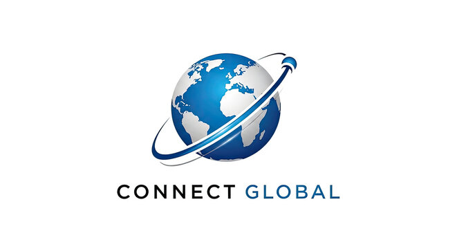 A logo featuring a blue globe with an orbiting arrow and the text 'Connect Global'.