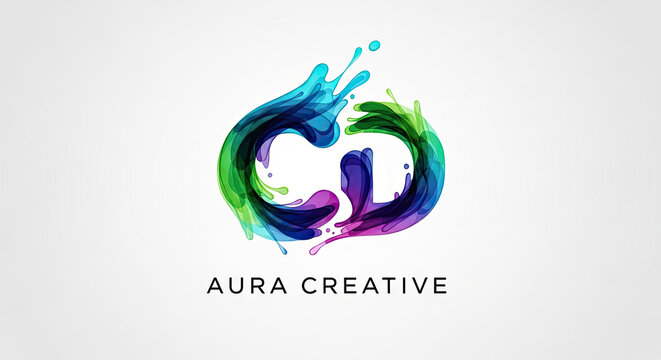 Abstract logo with colorful splashes forming stylized letters.