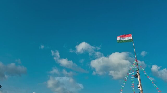 Video of Indian flag waving on a ferry boat at Kolkata.	