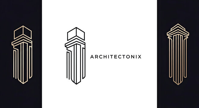 Minimalist logo featuring an abstract skyscraper with the text 'ARCHITECTONIX'.