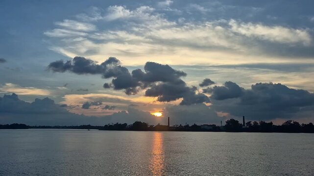 A beautiful view of river Ganges during the Sunset.