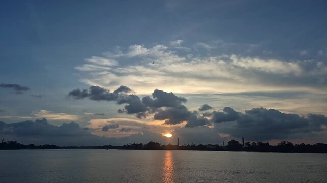 A beautiful view of river Ganges during the Sunset.