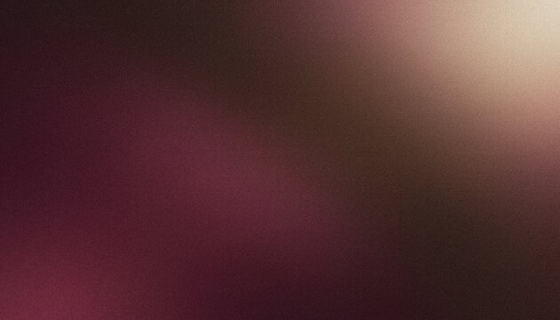 Abstract gradient background panoramic dark style with corner glowing champagne, dusty pink and plum light beam and grainy texture