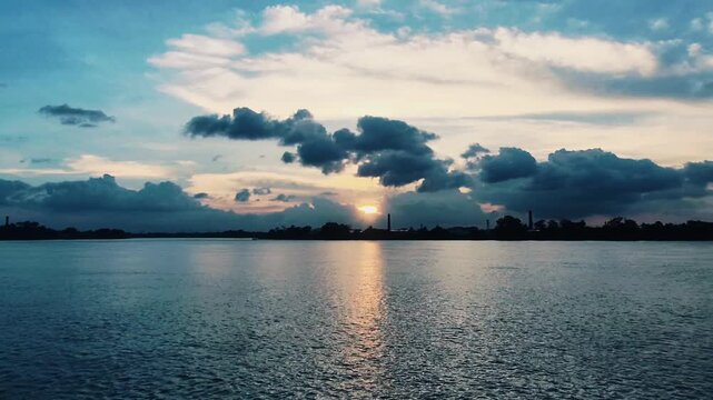A beautiful view of river Ganges during the Sunset.