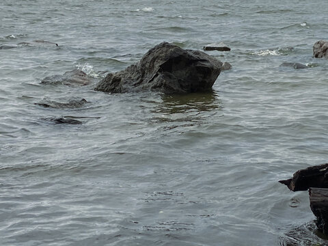 big rock on the river