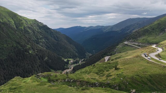 Transfagarasan Switchback Over Deep Mountain Valley