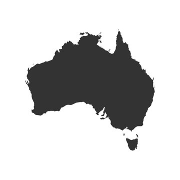Australia Map Silhouette, Vector Shape Isolated